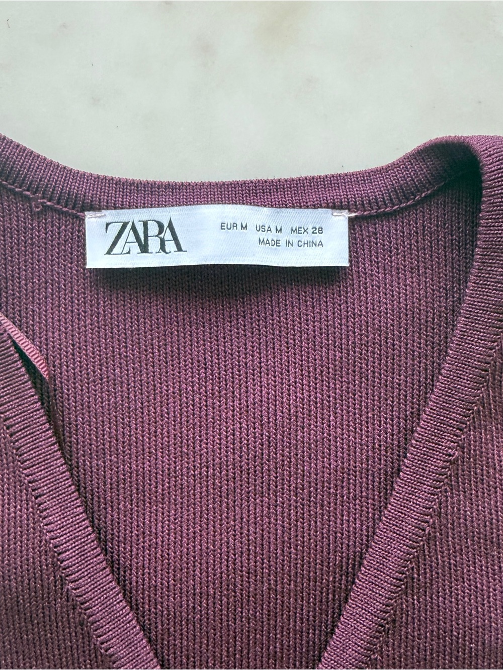 Zara Maroon Sleeveless V-Neck Knit Vest with Gold Buttons - Picture 4 of 5
